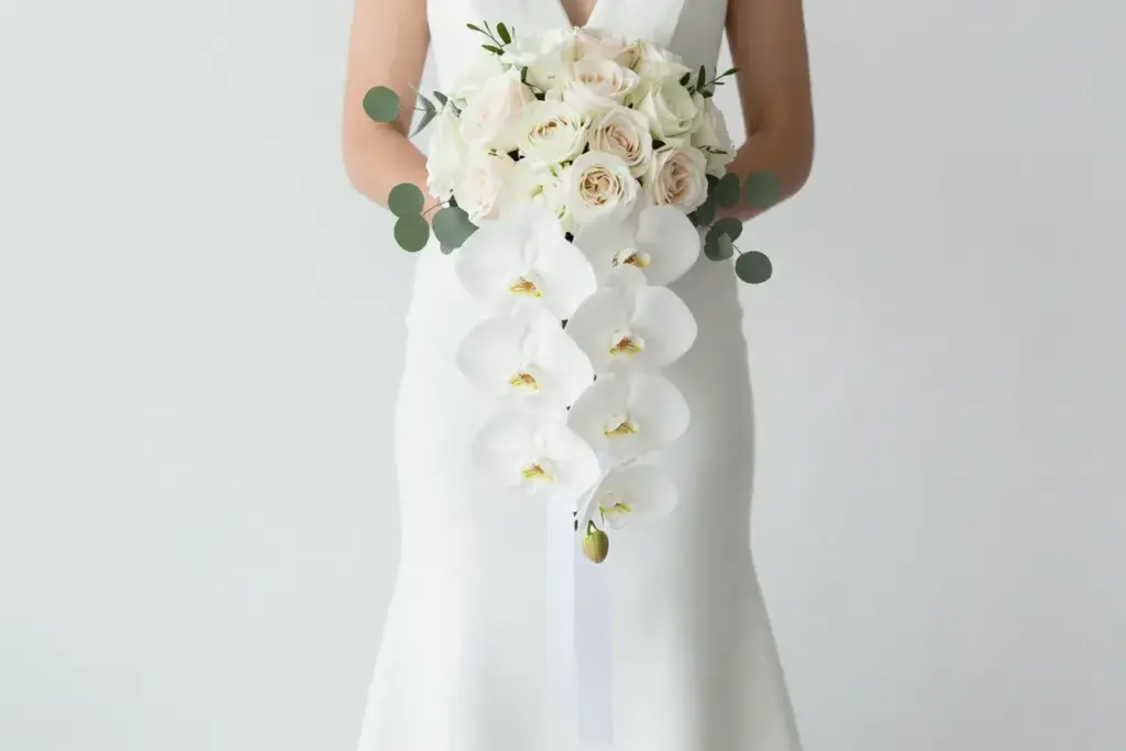 Modern minimalist trail bouquet monochrome orchids studio