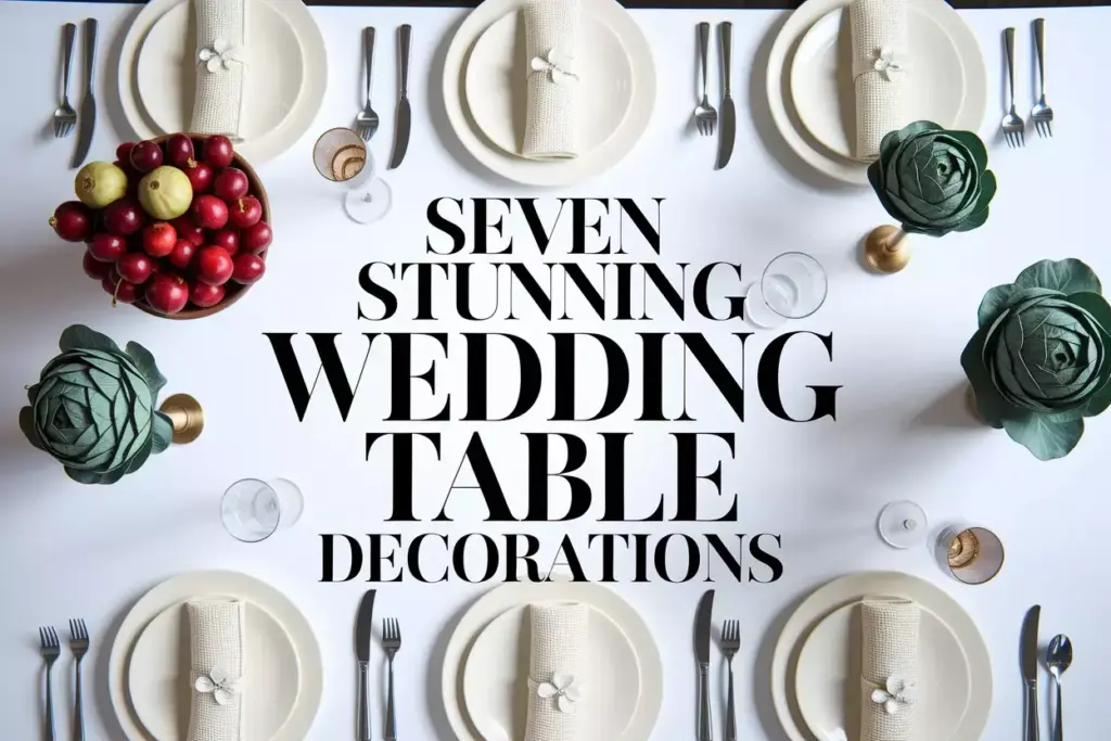 Seven wedding table ideas from fruit to luxury metallic displayed together