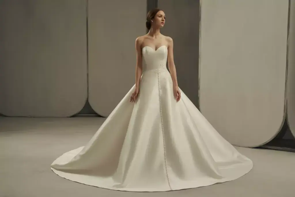 Classic sweetheart neckline strapless mermaid gown in satin