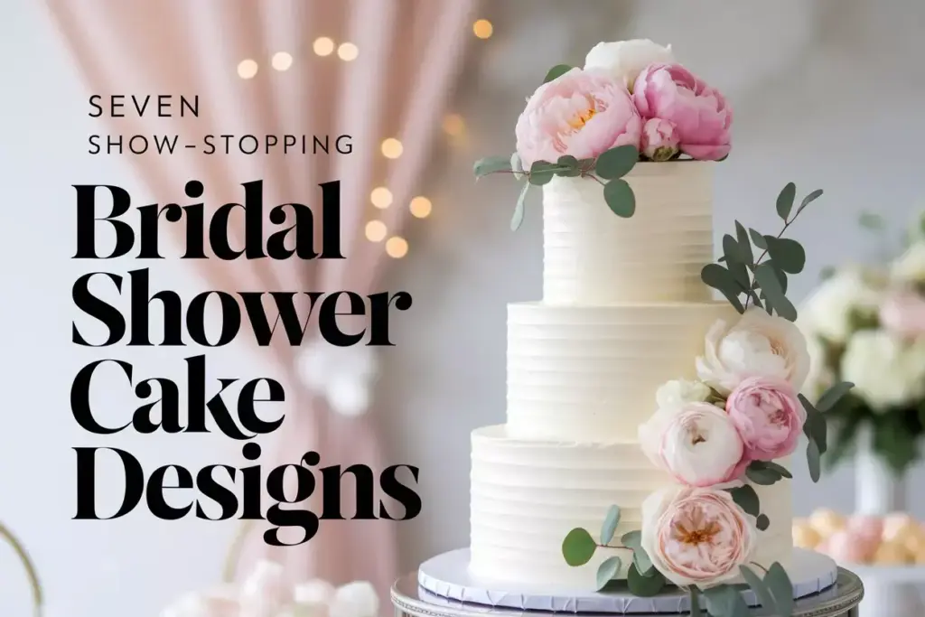 Elegant bridal shower cake floral cascade cover design