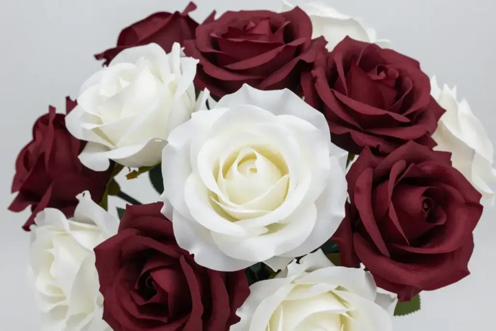Silk garden roses layered ruffled petals flexible stems product shot