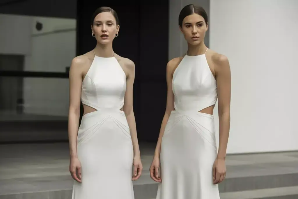 The modern sheath halter with geometric cutouts