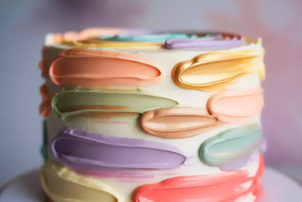 Buttercream cake with soft watercolor pastel blending effect