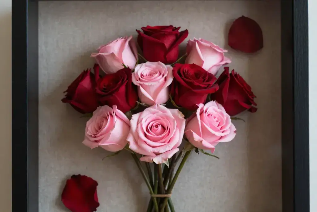 Preserved roses timeless bouquet shadowbox display elegant keepsake