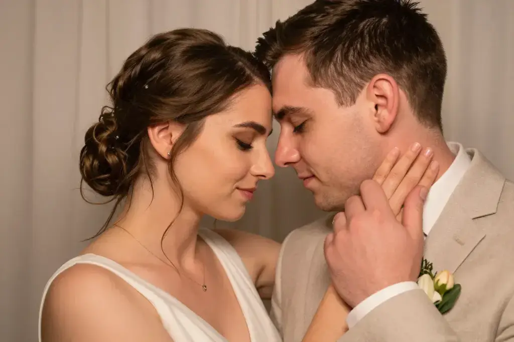 The forehead touch bride groom intimate photobooth moment