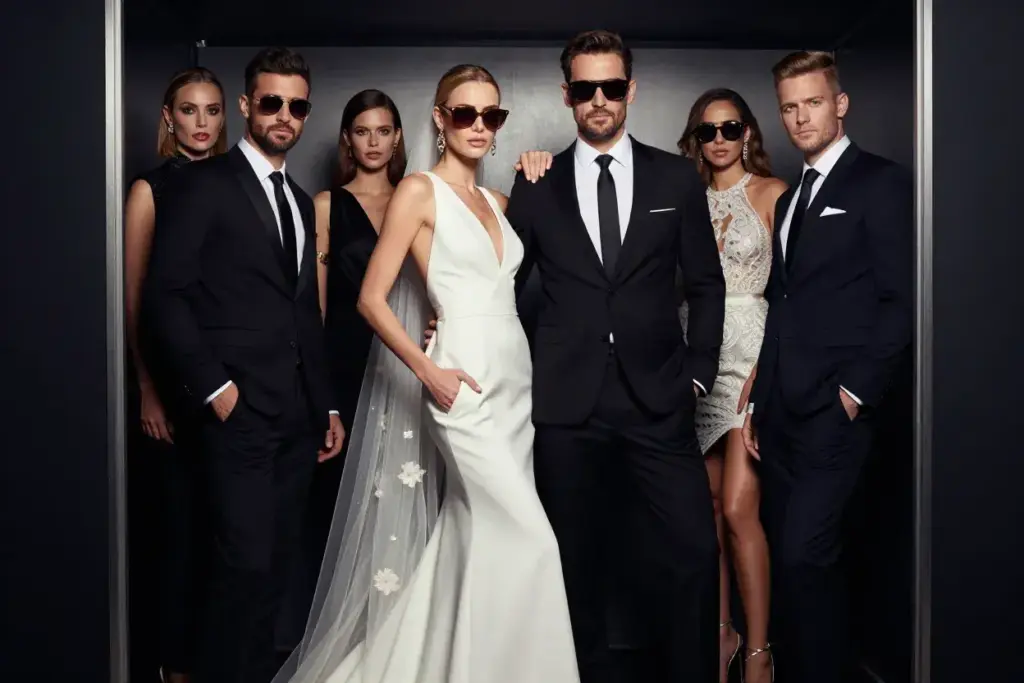 The dramatic fashion pose couple editorial magazine cover photobooth