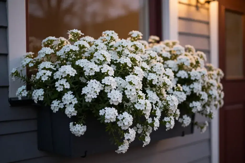 Sweet alyssum white fragrant cascade window box front door