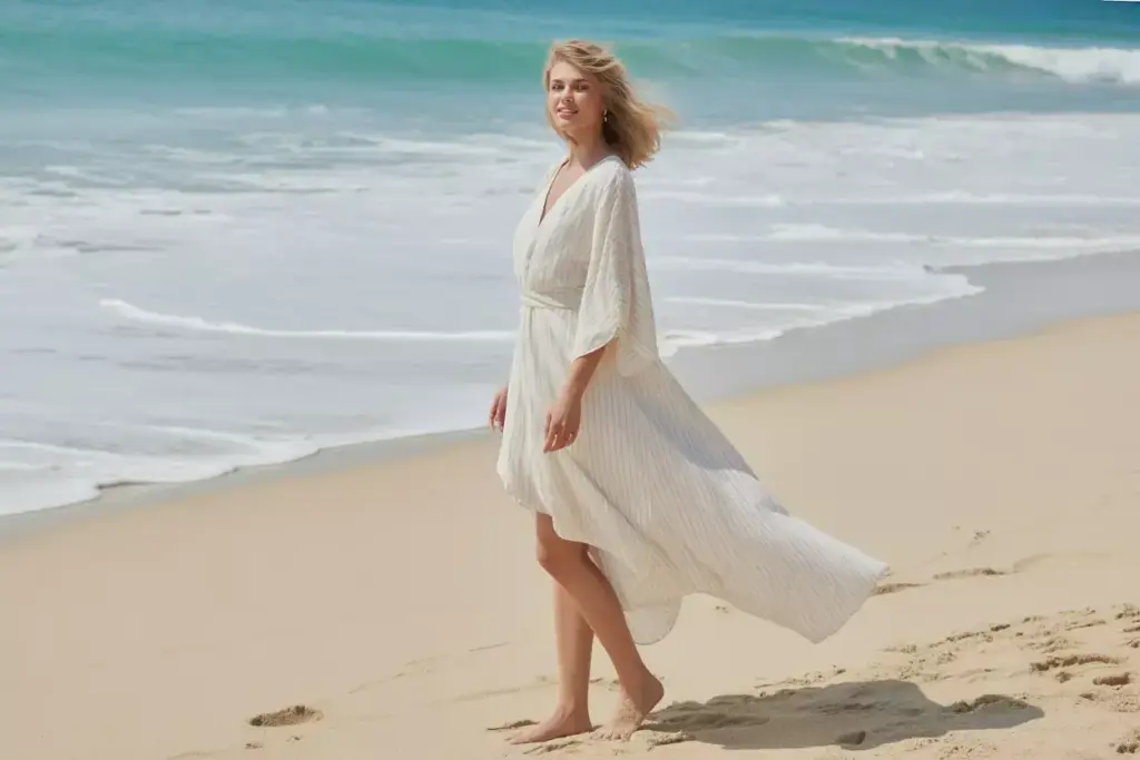 Asymmetrical hem beach wedding dress barefoot bride ocean breeze