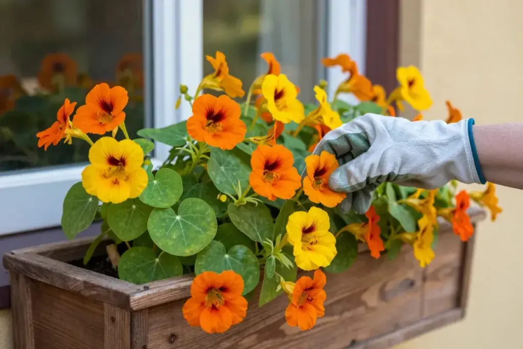 Nasturtiums orange edible cascade cottage garden window box