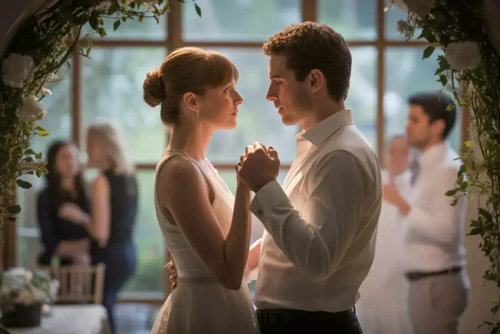 Couple private moment garden wedding venue