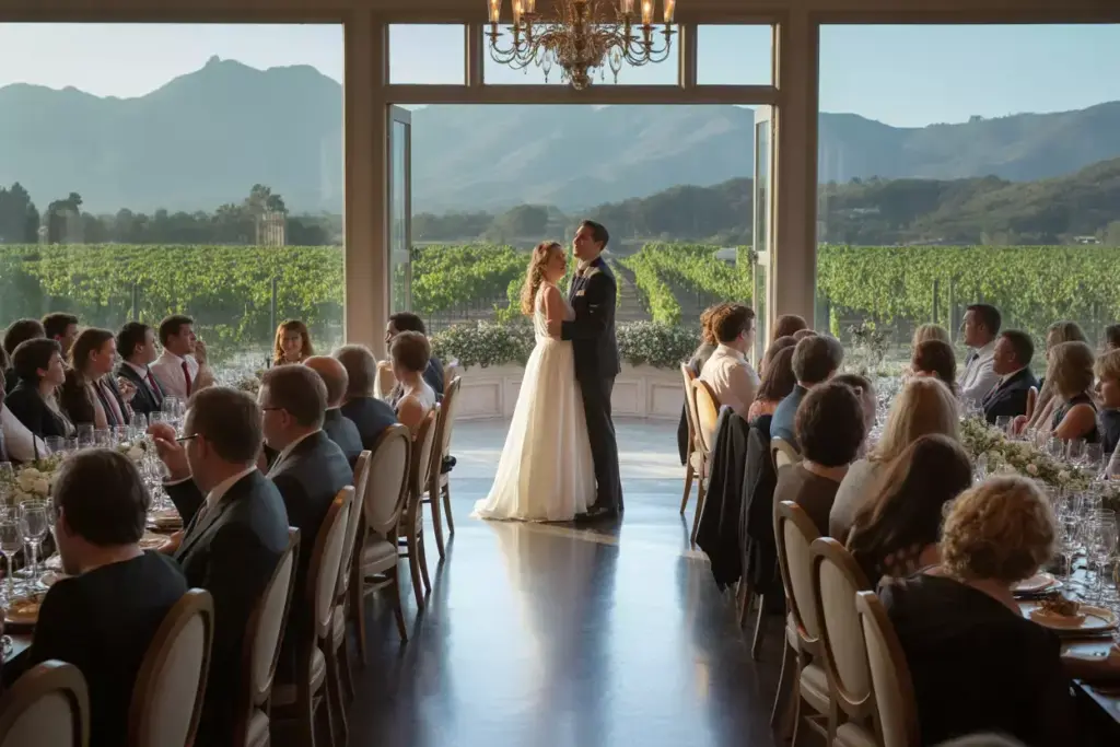 Silverado resort ballroom reception vineyard mountain view windows