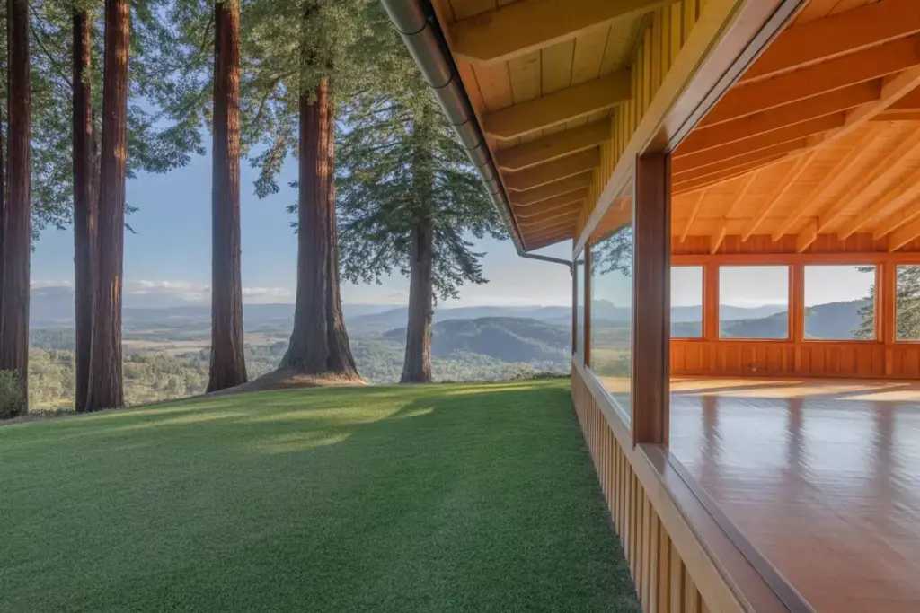 Cedar pavilion with mountain views in santa cruz redwoods
