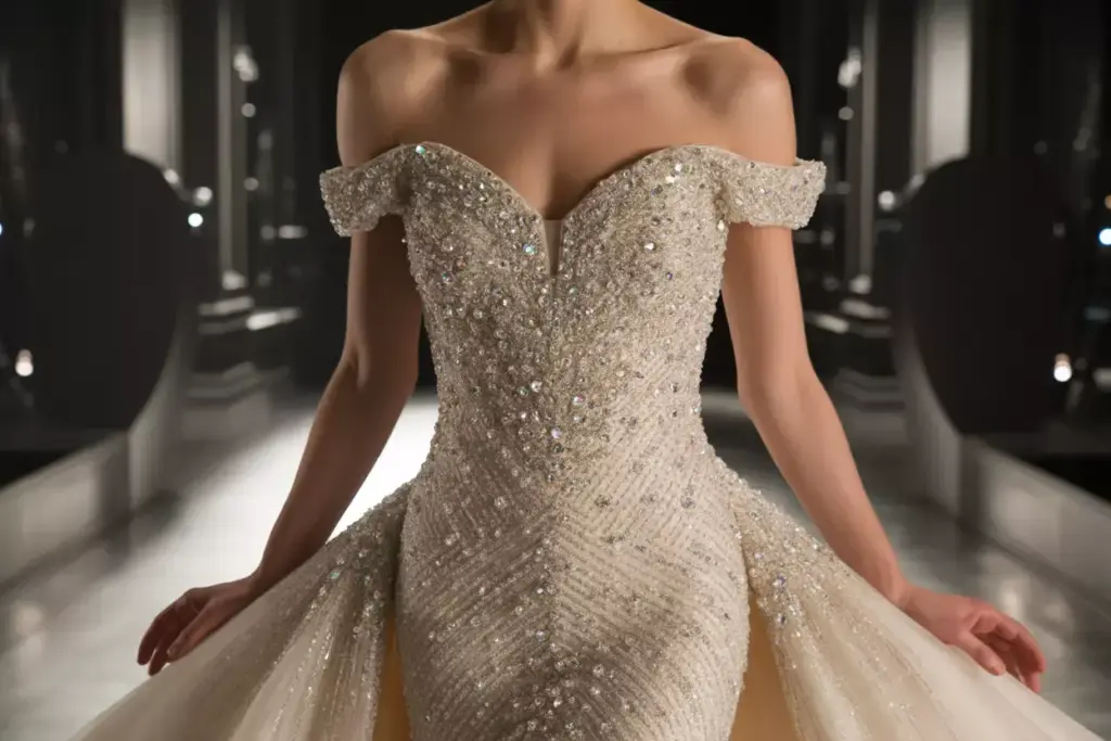 Glamorous beaded crystal mermaid gown sparkling bodice