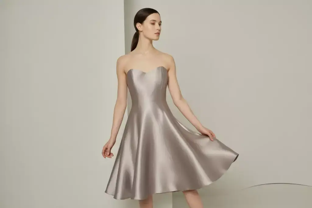 Sleek satin a line dress with minimalist sweetheart neckline