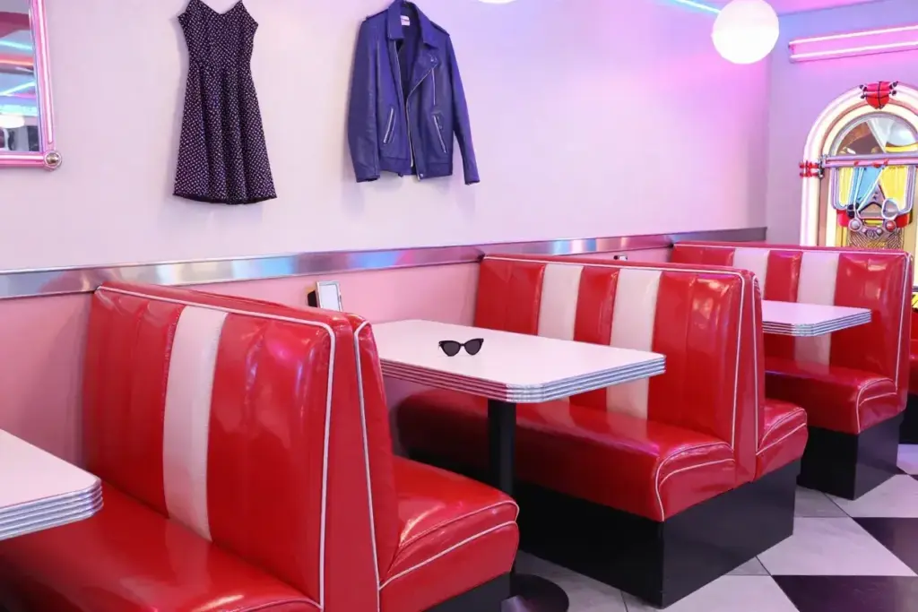 Retro Diner Chrome Vinyl Booth Neon Lights 1950s Props