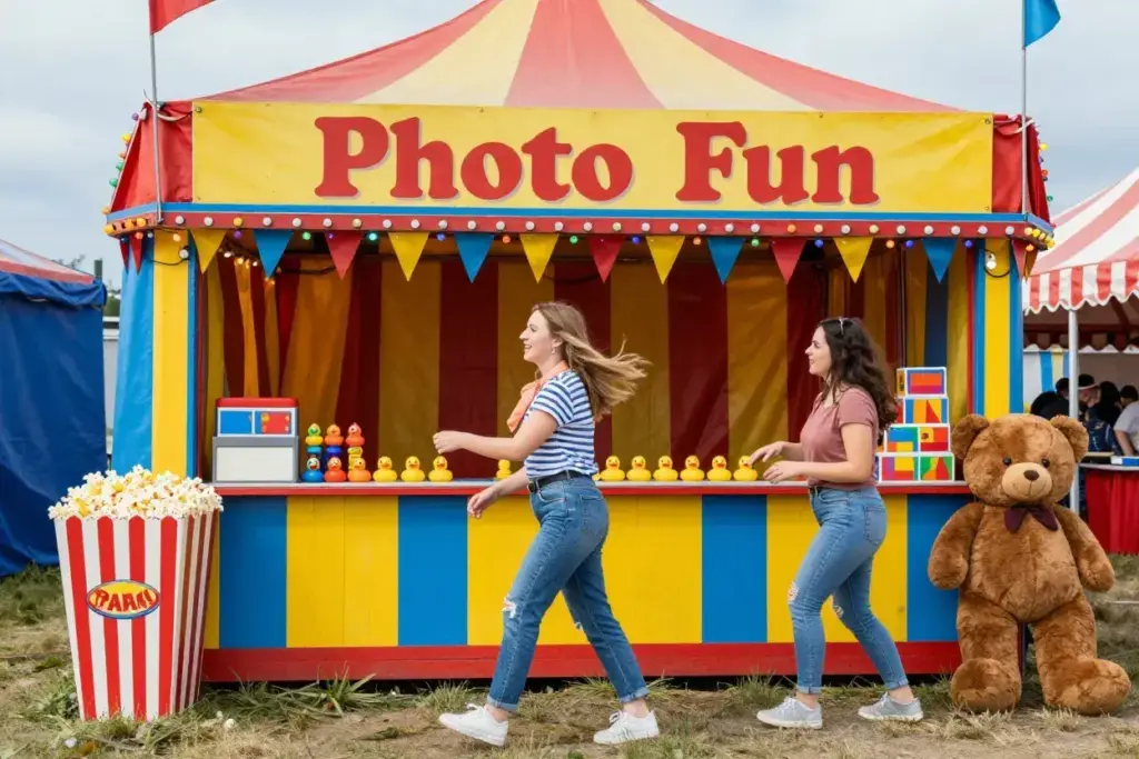 Carnival Bright Colors Hand Painted Signs Bunting Prizes