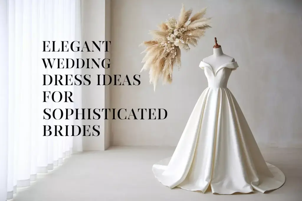 Ivory a line wedding dress in sunlit bridal atalier display