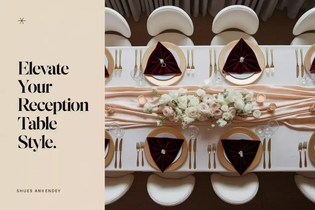 Wedding reception table with premium linens elegant drape