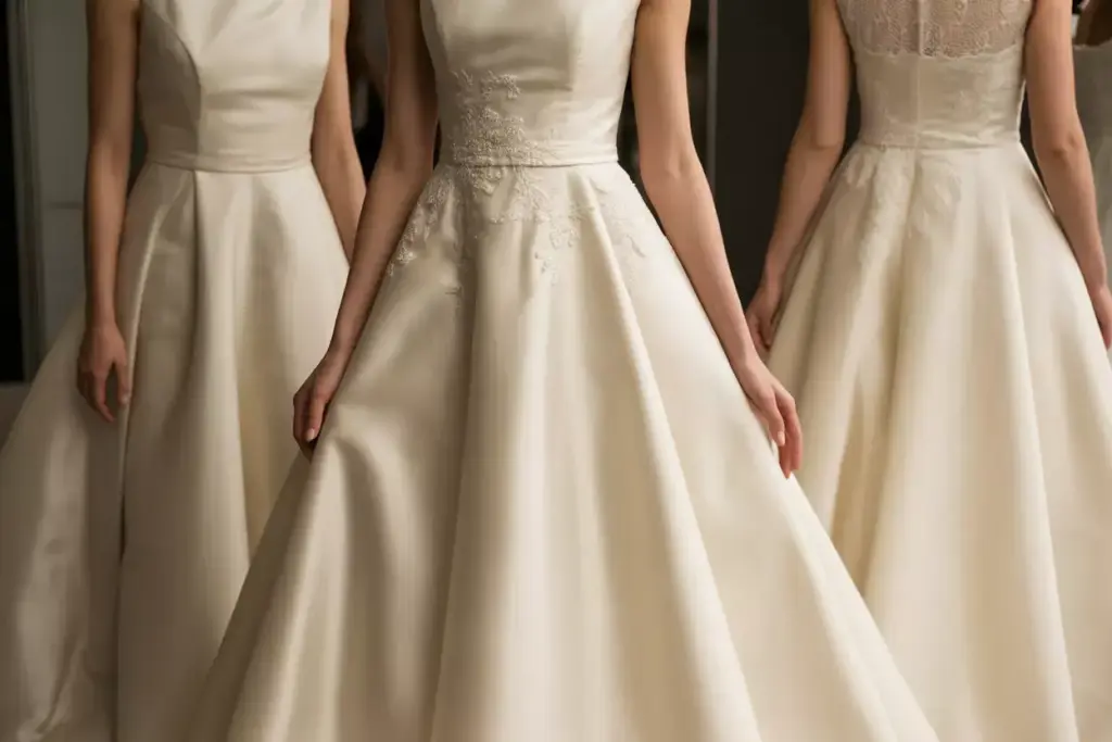 A line wedding dress silk mikado pearl beading elegant silhouette