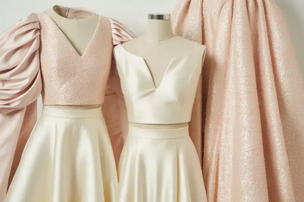 Two piece wedding ensemble crop top skirt modern versatile