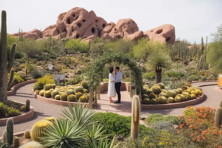 Intimate Wedding Among Rare Cacti At Botanical Garden With Red Rocks