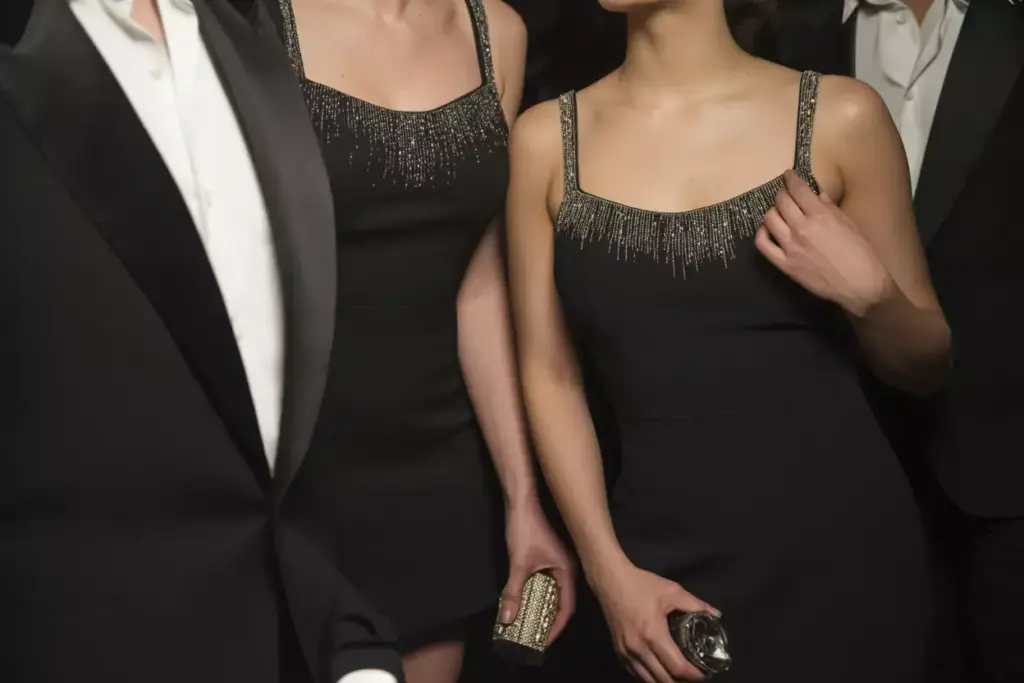 Black cocktail dress beaded embellishments formal evening