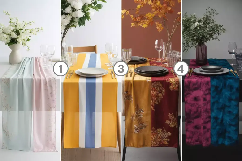 Four seasonal table runner vignettes spring summer fall winter