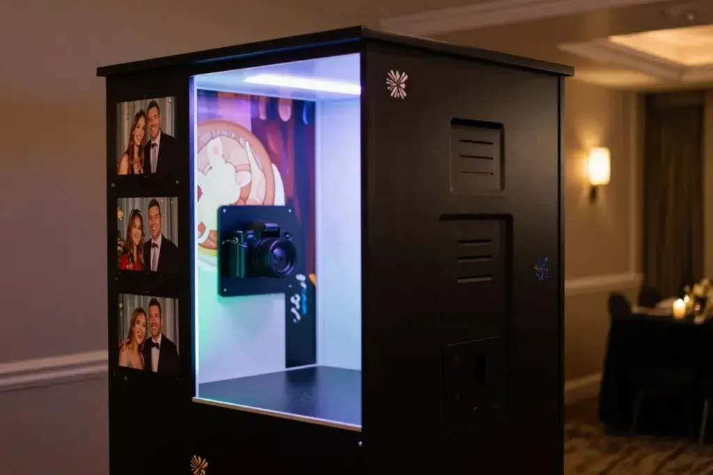 Finished custom photobooth led lights backdrop party environment