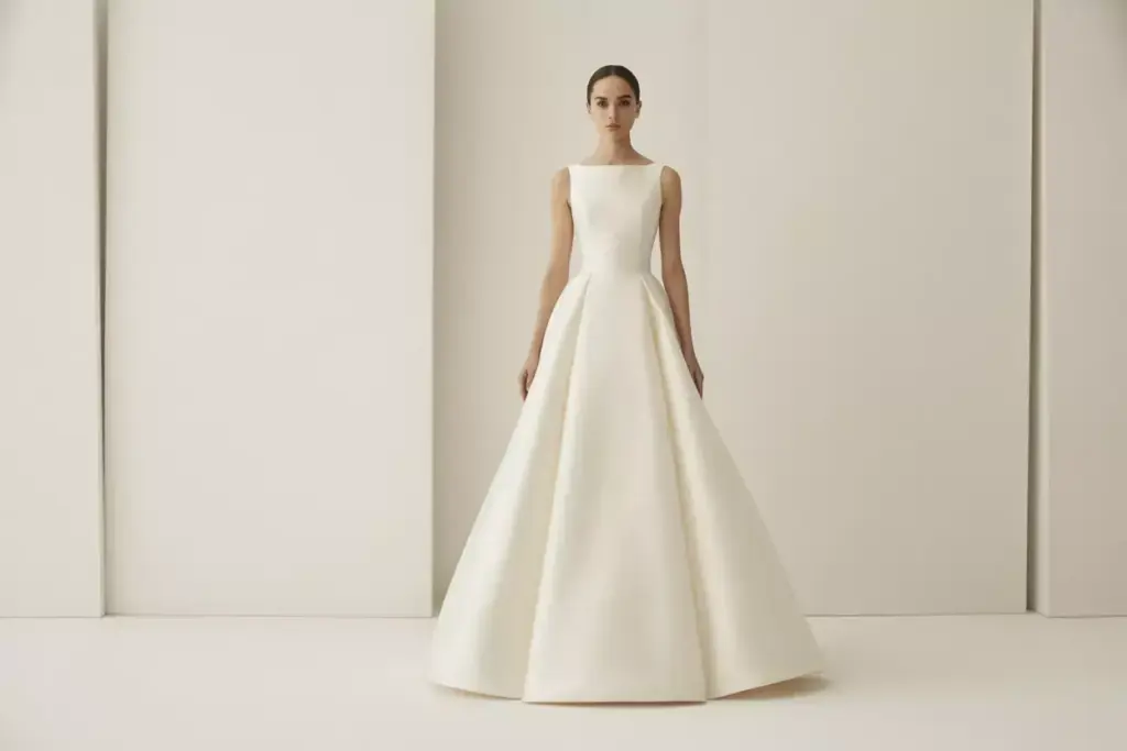 Carolina herrera clean architectural silk gown minimalist studio