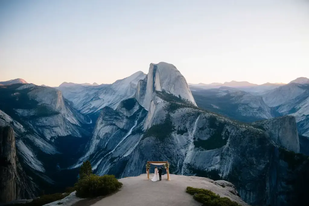 Glacier point panorama with half dome at sunset
