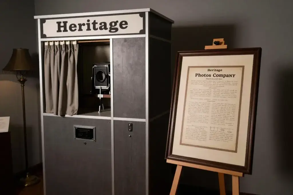 Historically documented booth with provenance display at event