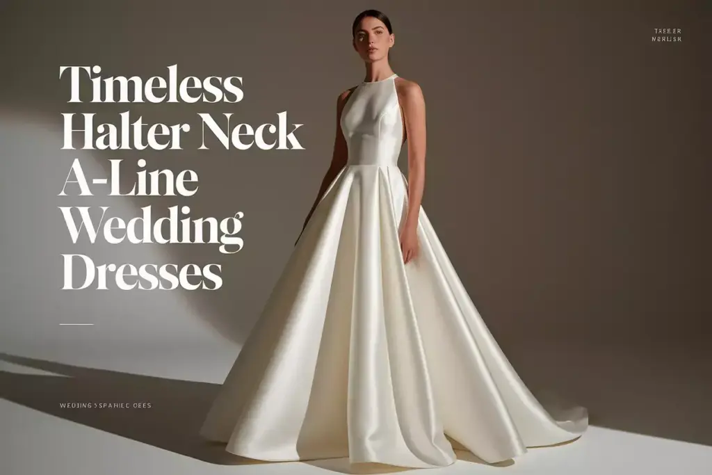 Halter neck a line wedding dress timeless elegant cover