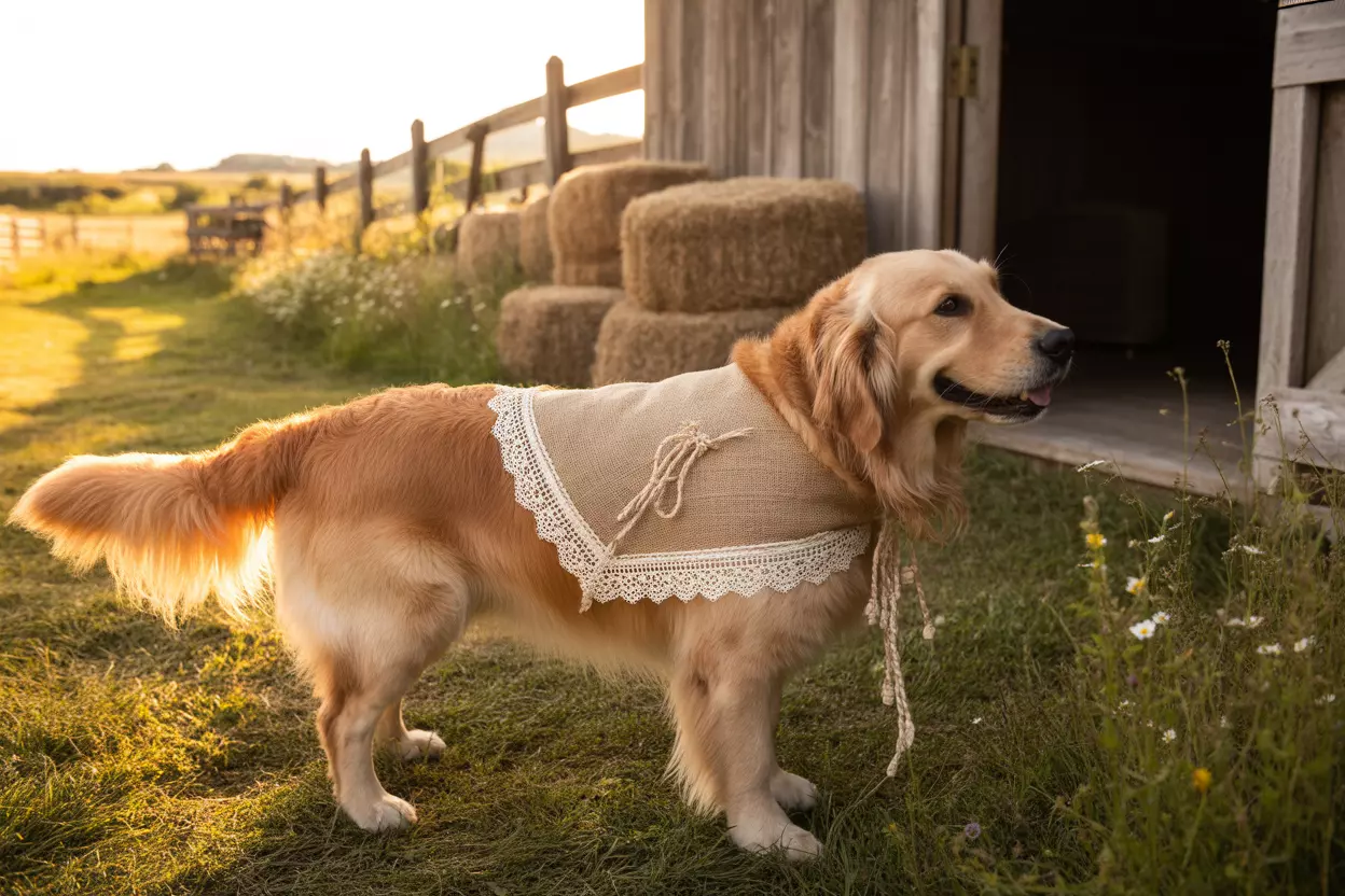 Rustic burlap lace bandana dog golden hour