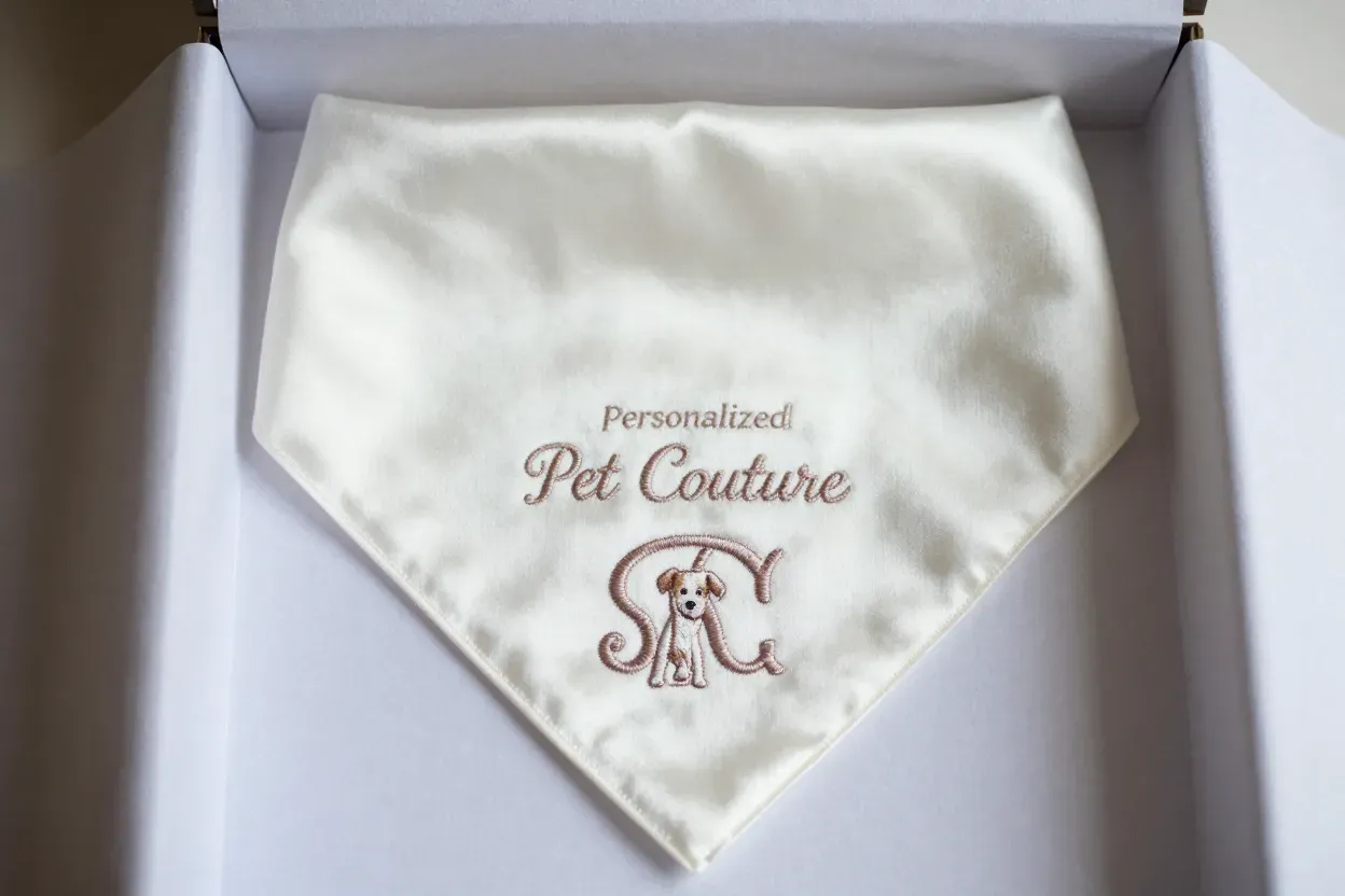 Custom embroidered silk wedding bandana gift box