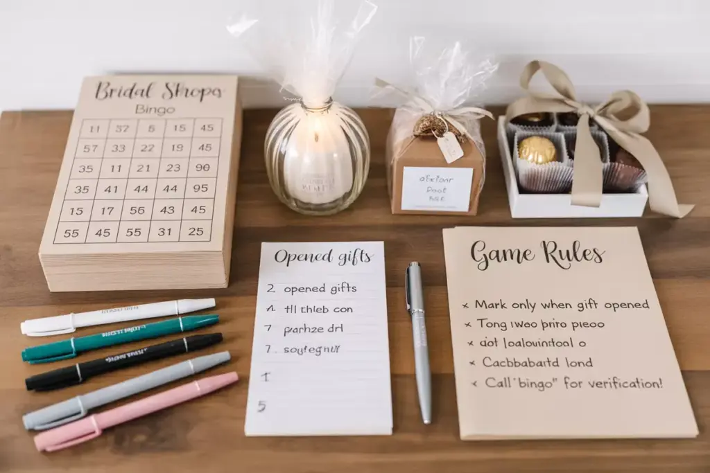 Essential rules and materials for bridal shower bingo game