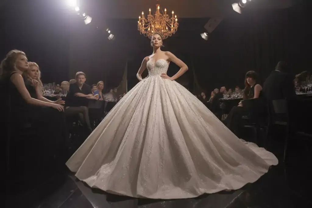 Beaded sequin glamorous sweetheart a line cathedral train