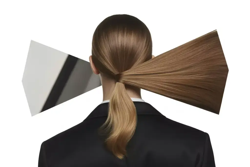 Sleek modern ponytail half up hairstyle in contemporary venue