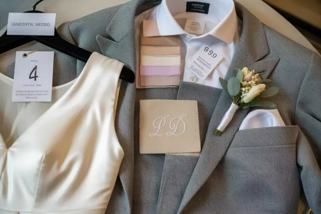 Overhead flatlay wedding rental dress shoes diy accessories