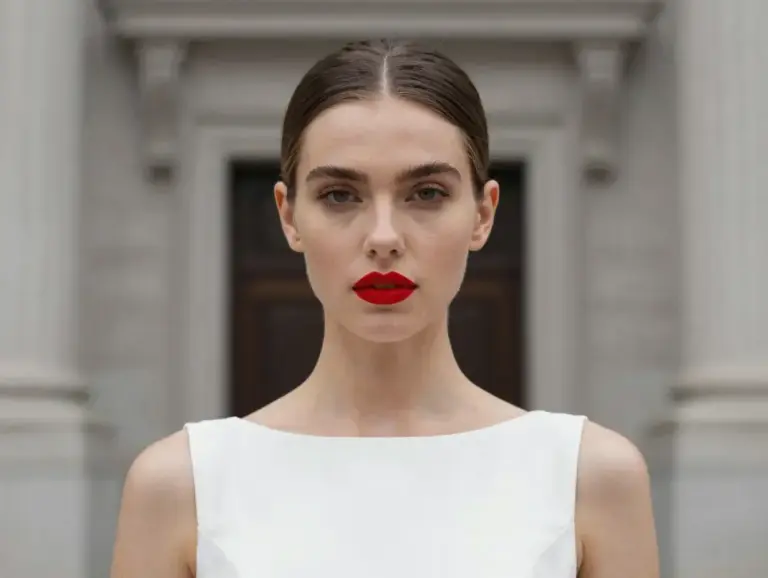 Featured Sleek Low Bun Bold Red Lip Modern Venue